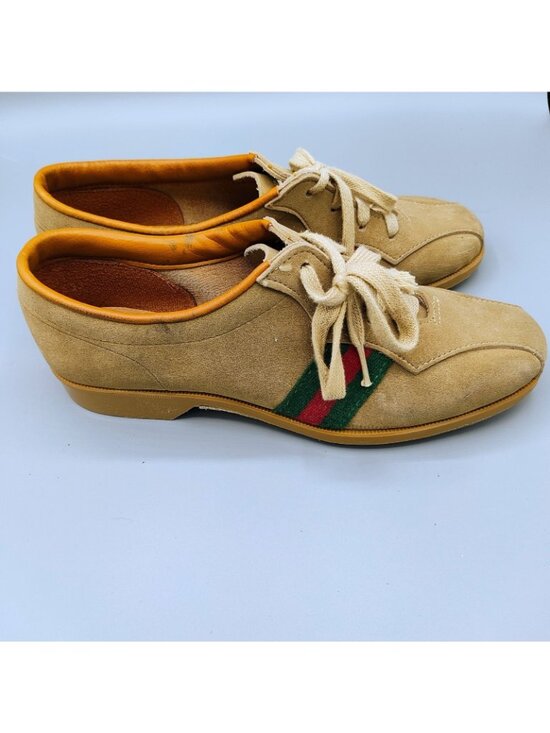 Vintage 1960s/1970s Charles F. Clark Beige Red & Green Striped Bowling Shoes (6) main image 11